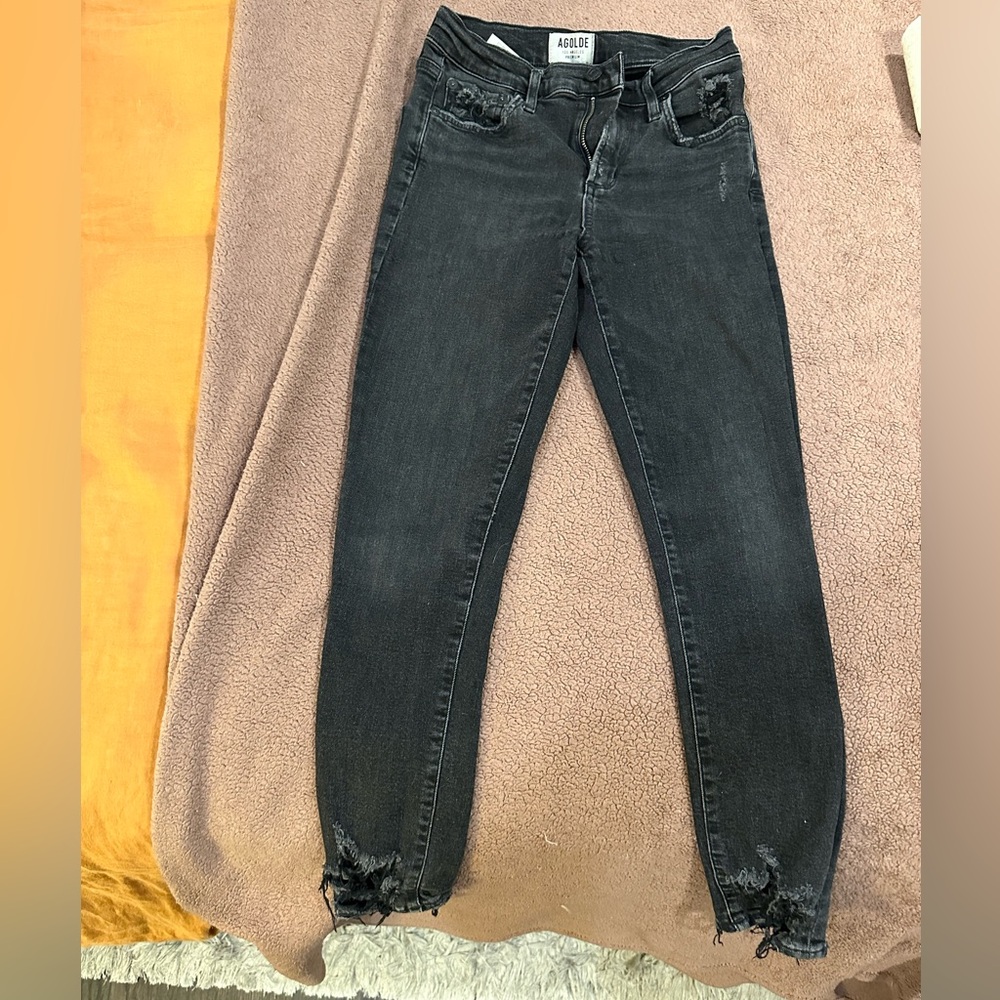AGOLDE Women's Black Distressed Jeans size 26
